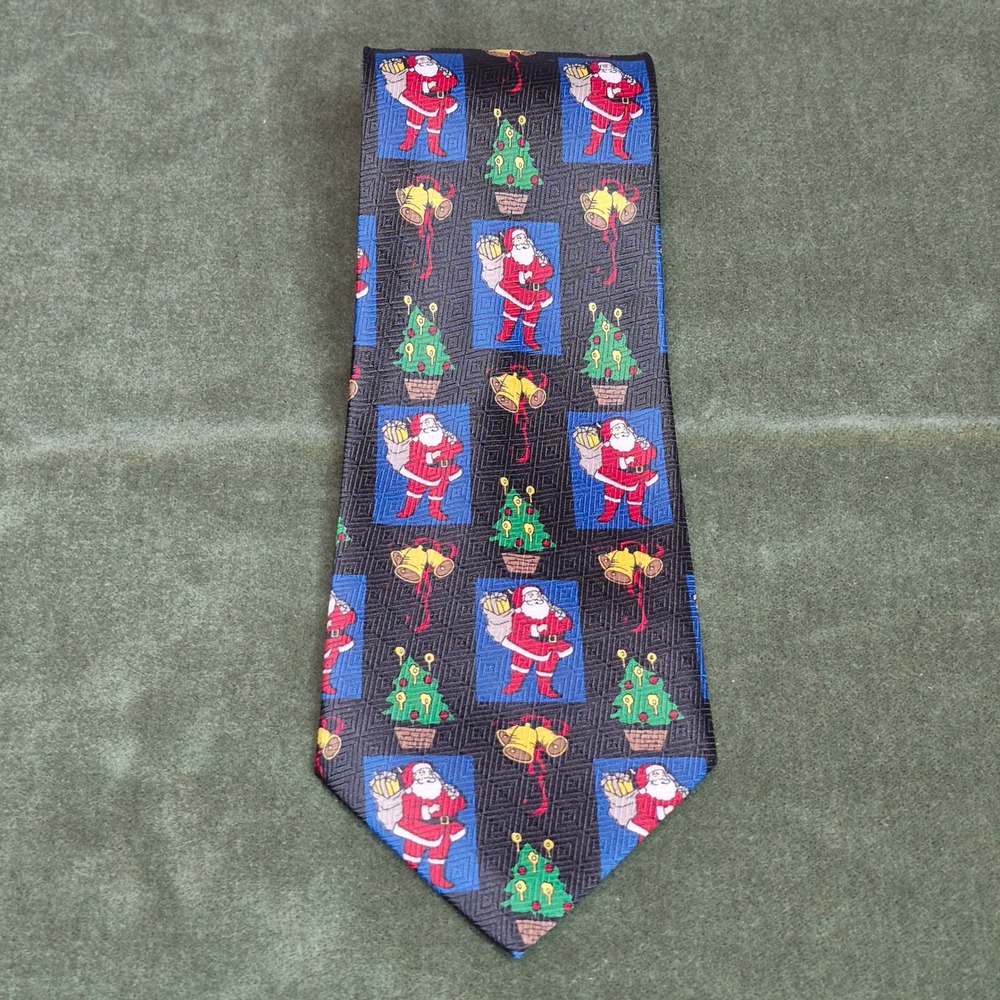 The Christmas Collection Santa Neck Tie Novelty Holiday Christmas Tree Bells